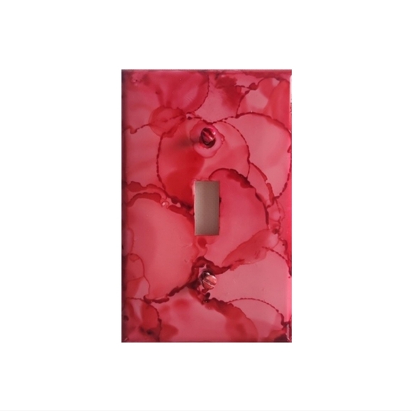 Hand Crafted Pink Abstract Design Single Light Switch Plate - Picture 2 of 2